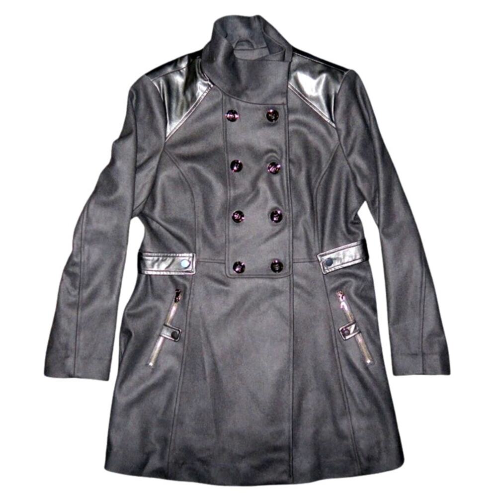 Worthington Coat Womens Large Black Wool Blend Career Winter Double Breasted